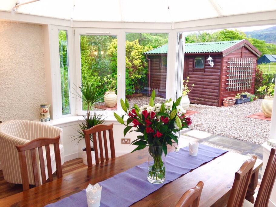 Enjoy breakfast looking across the garden and the fields beyond.