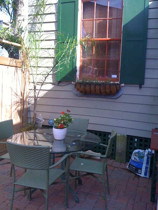 Private patio with seating for 4