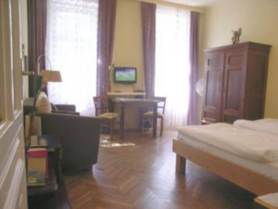 Room with convertible couch