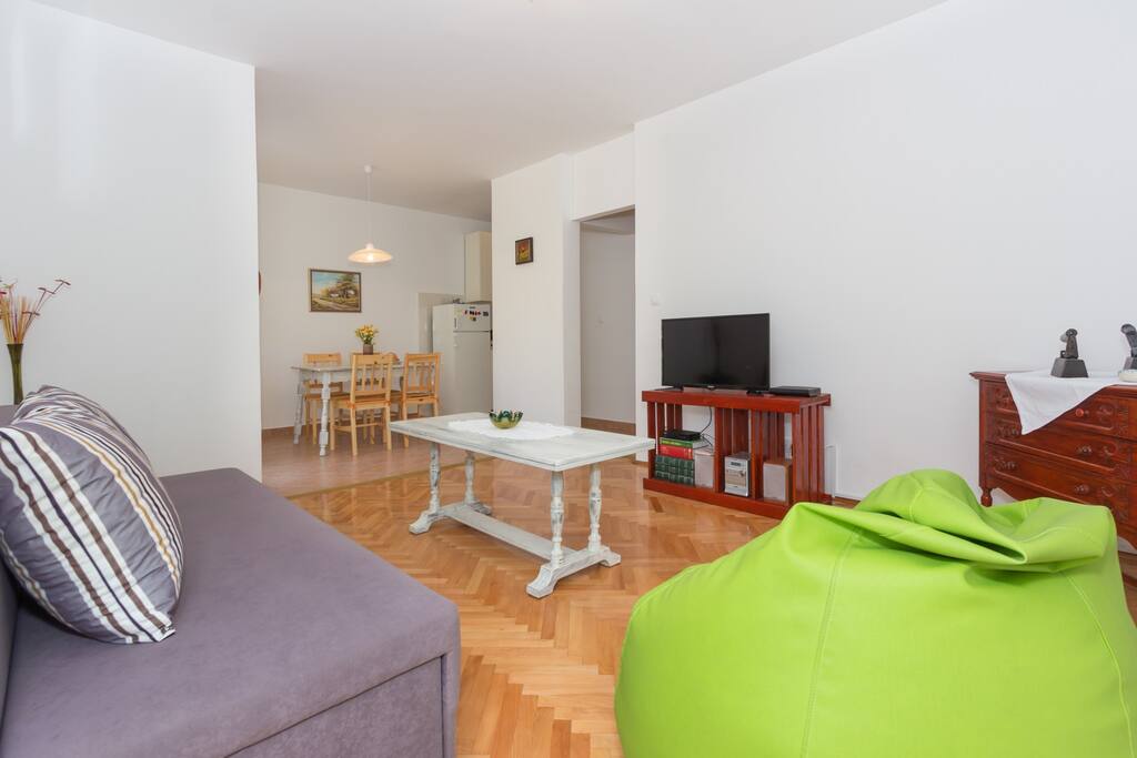 Living room with dining room