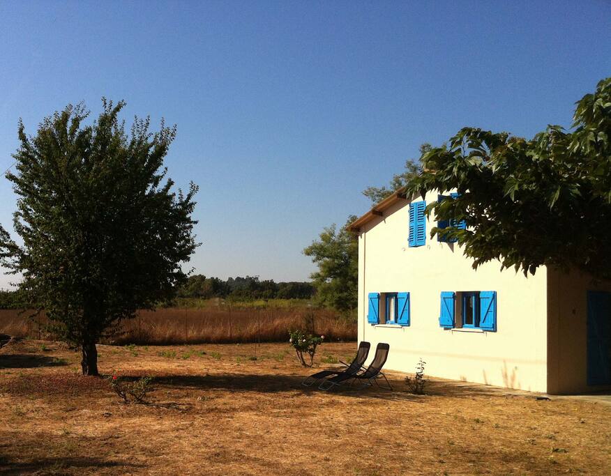 La façade est et une partie du jardin