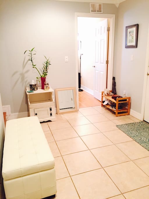 entrance through front door