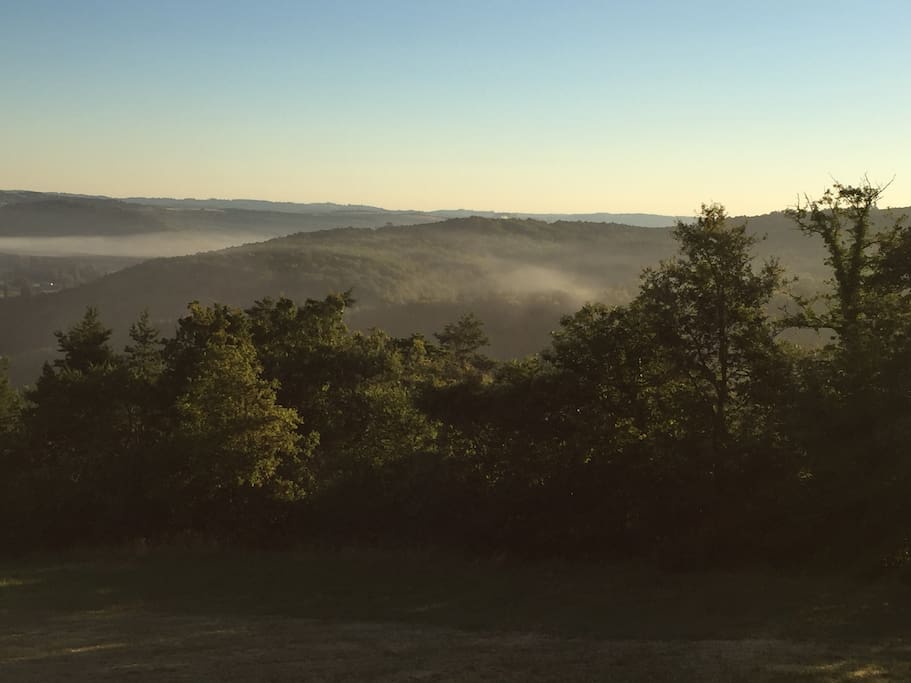 Morning fog, the view from the twin room private patio