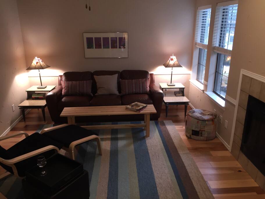 COMFY COUCH CHAIR, HARDWOOD FLOORS, COZY