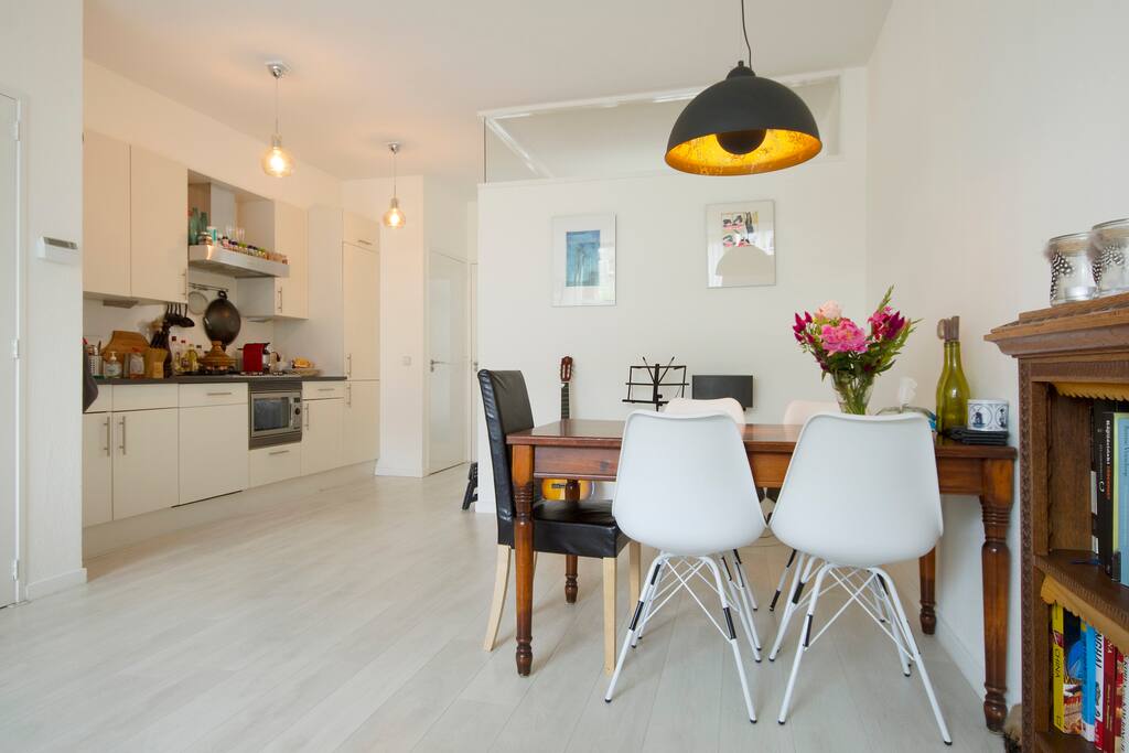 The table is very large so you can enjoy your self prepared dinner or breakfast