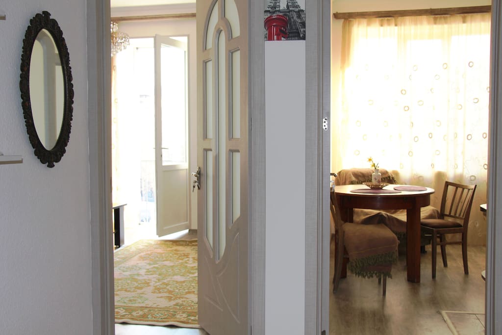 When you enter main door you see kitchen and living/bedroom entrance.