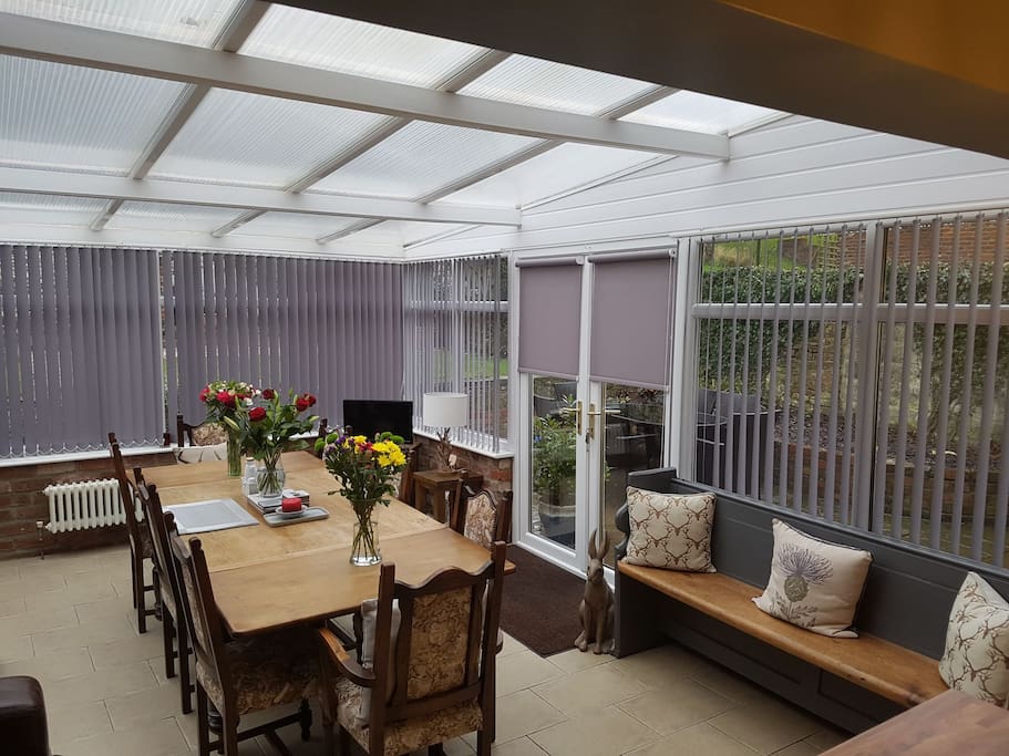 Our dining area with garden views