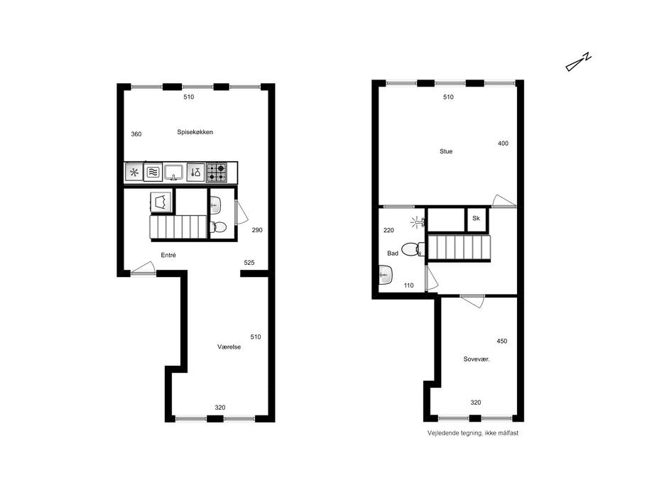 Floorplan, city house in two levels
