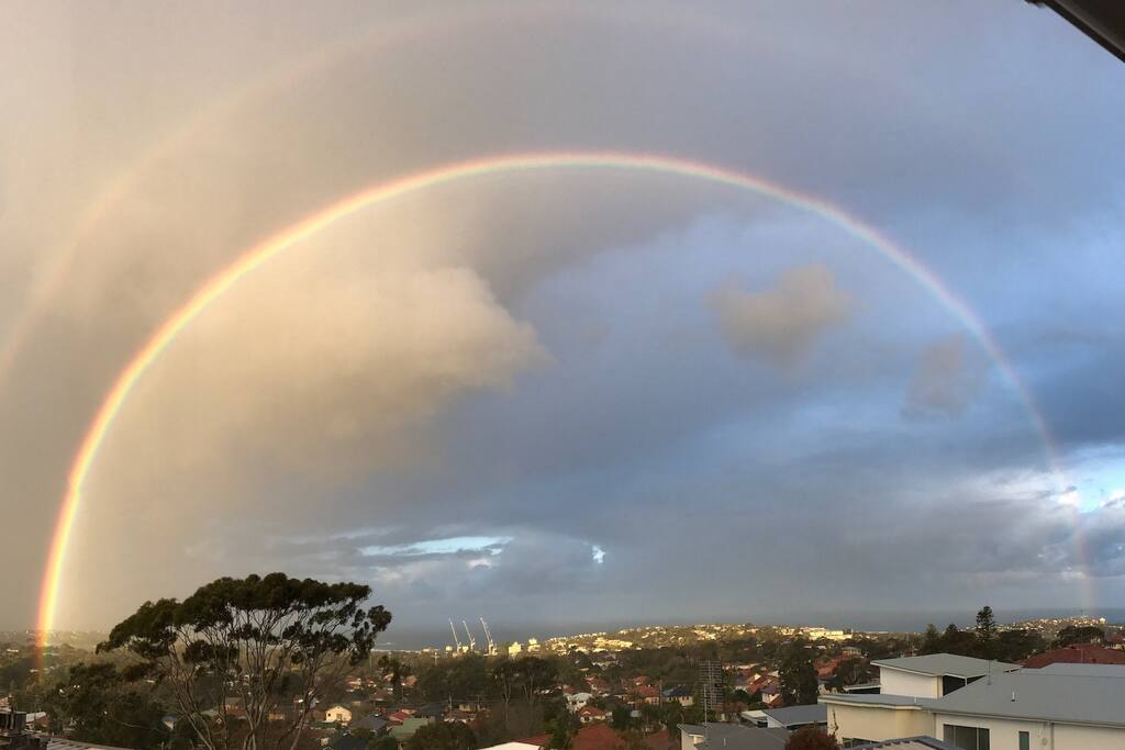 Rainbow view from apartment