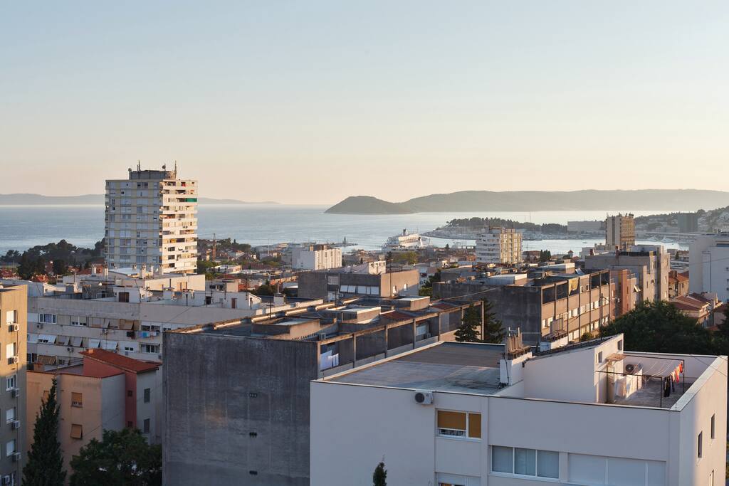 View to the sea, city and islands