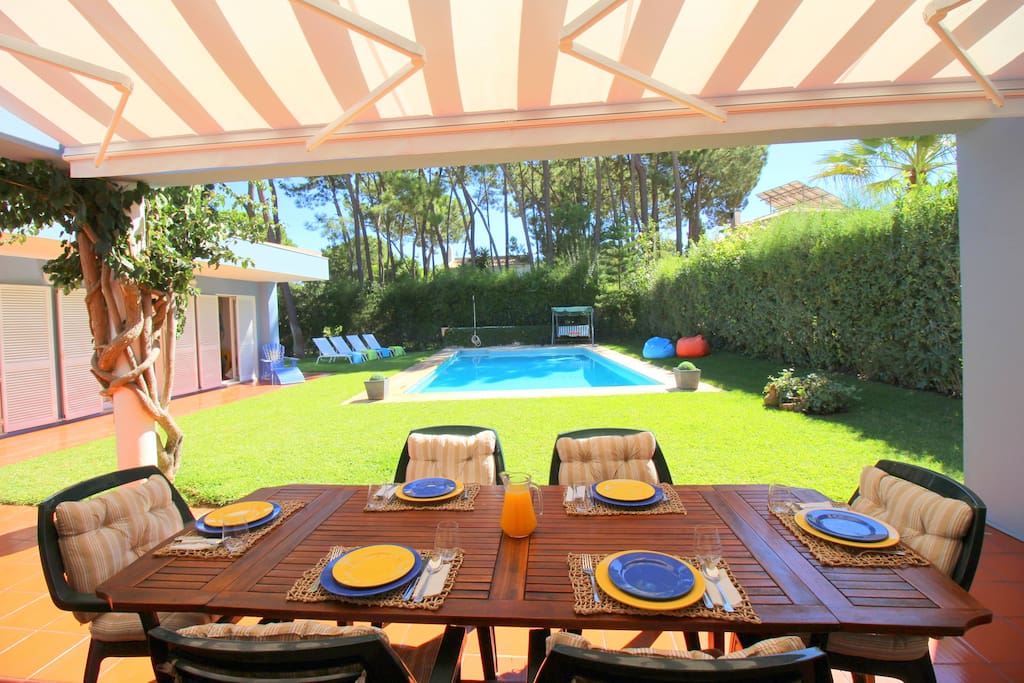 eating area by the pool