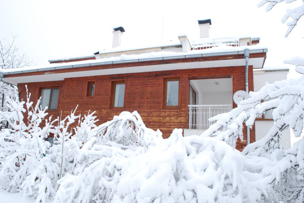 South facade of the house in winter time