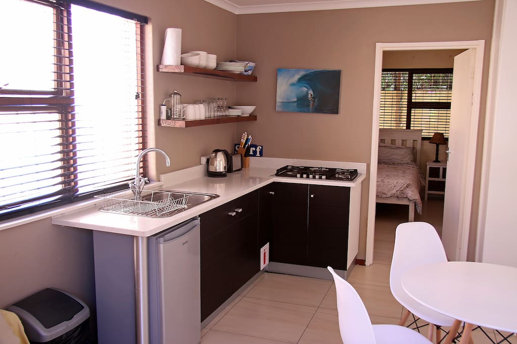 kitchen with 5-burner gas stove