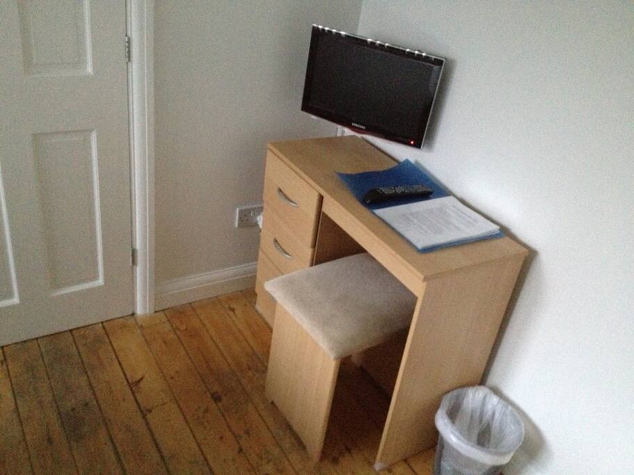 Small desk and TV