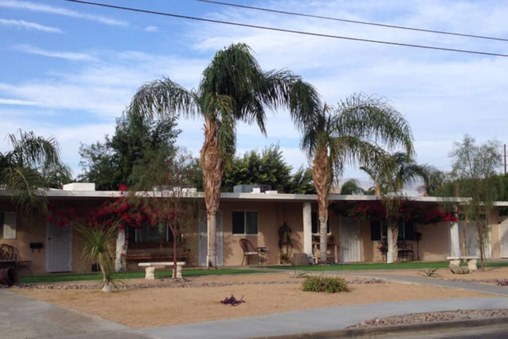 This is the front yard of the property. We have plenty of spaces for parking. Trailer is located in the backyard.