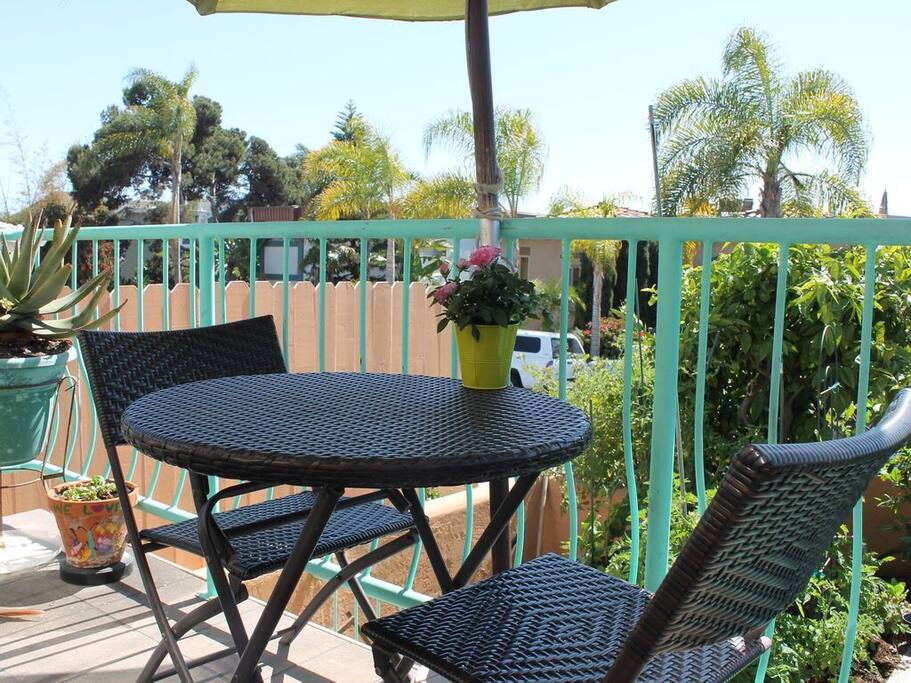 Patio with beautiful partial ocean view.