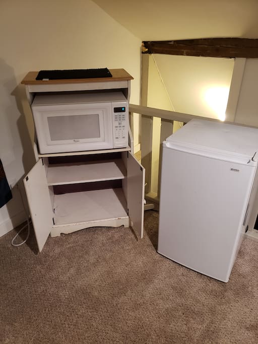 Refrigerator and microwave plus storage