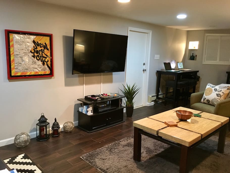 55" television (work station at right)