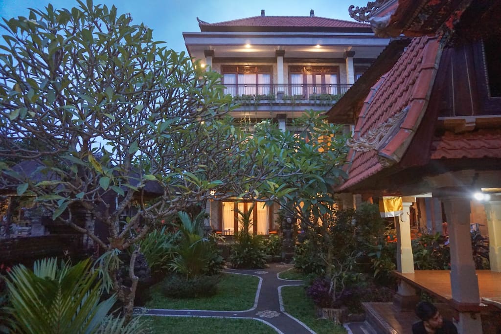Brand new builing in traditional balinese garden