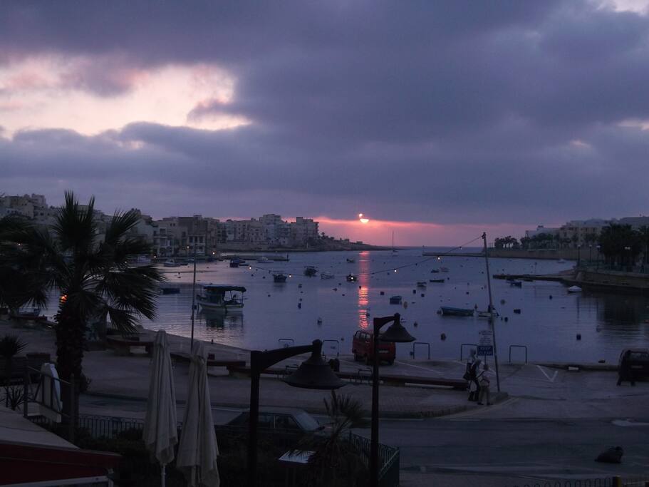 Sunrise in winter from balcony