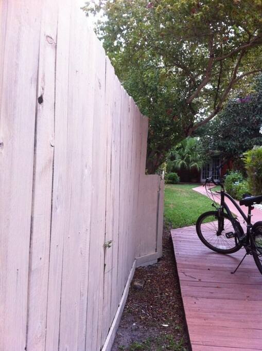 Walkway from the front of the house to the cottage.