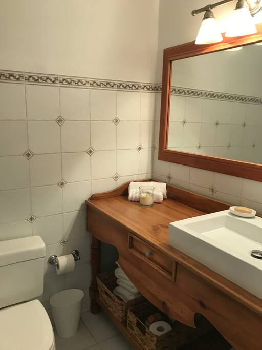 Comfortable with tub and shower.
