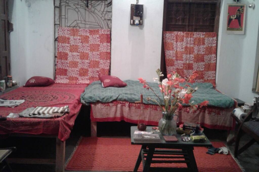 The living space with two sofa beds