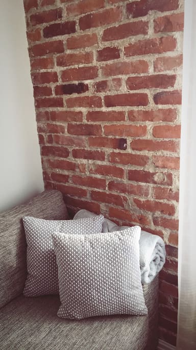 Authenitc brick wall in our loft