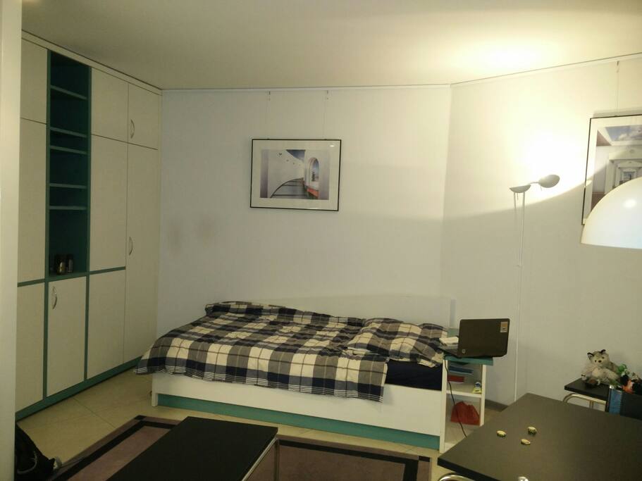 The bed.