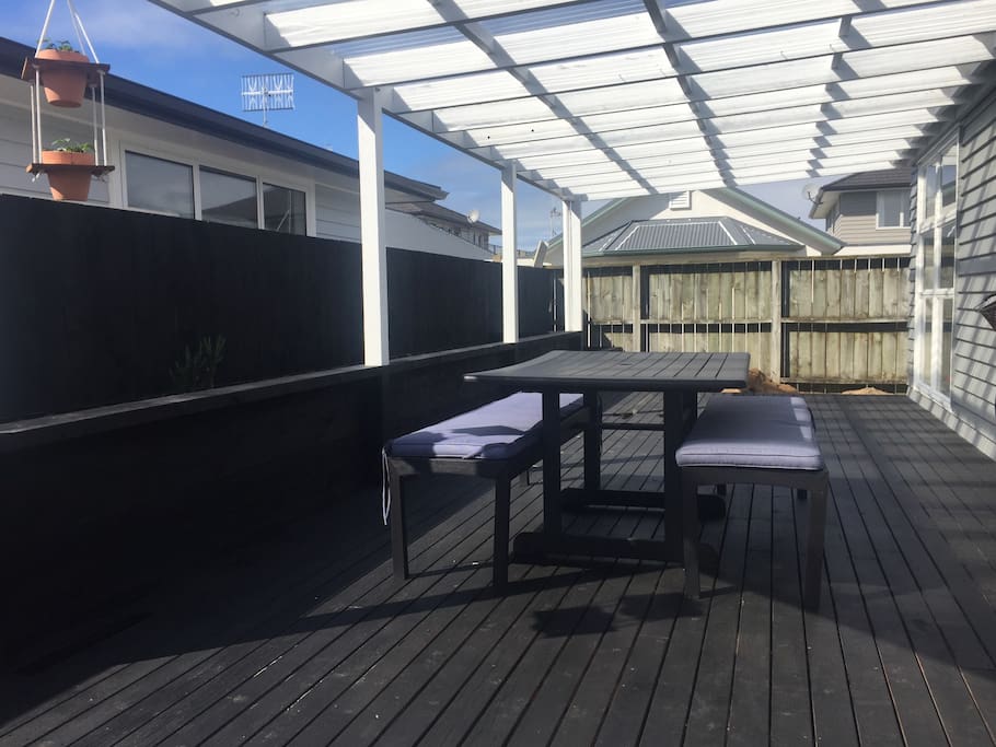 Covered outdoor dining area