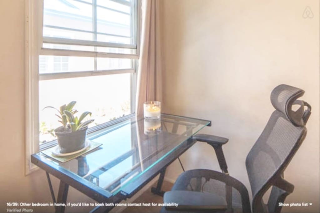 private desk in bedroom, great for getting some work done or reading a book