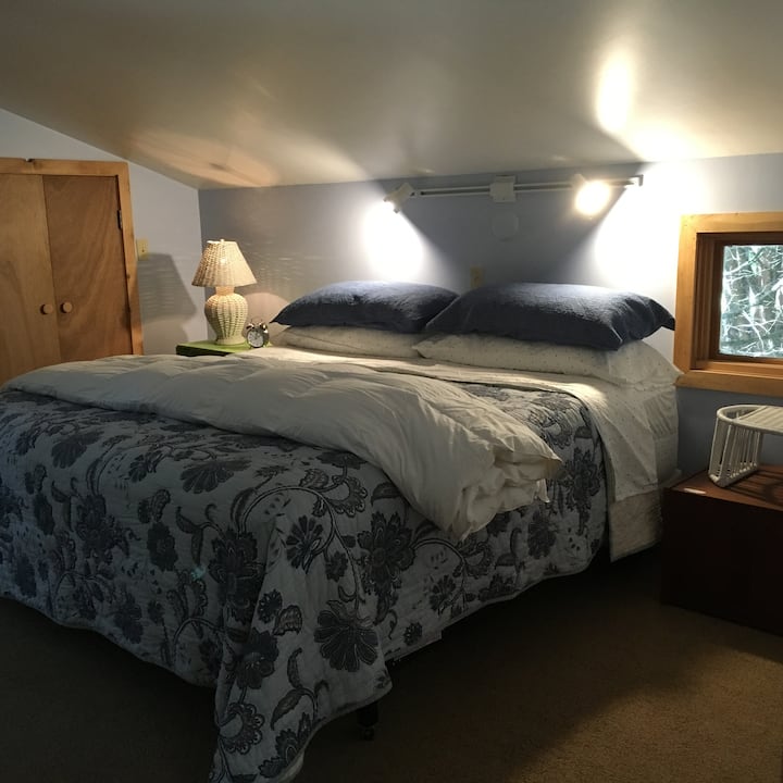 לישון לצלילי גלים במיטת קינג סייז נוחה (עם מזגן חלון)