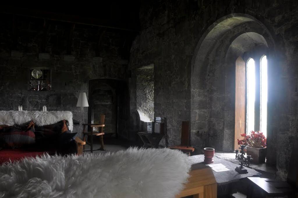 Couches and the South window of the Great Hall Ballyportry Castle