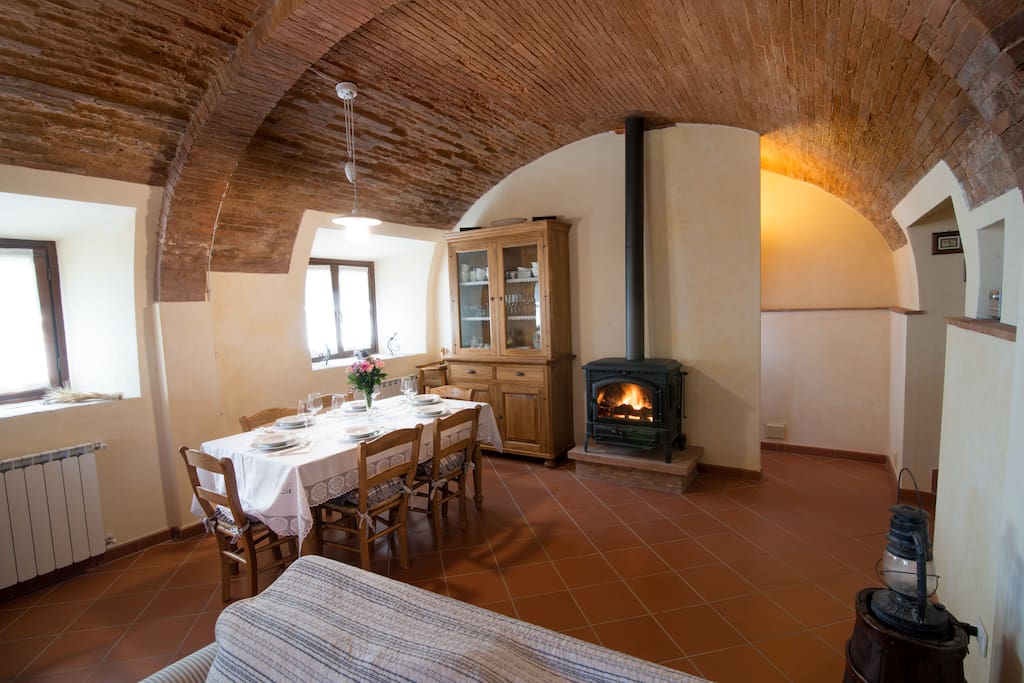 Dining with the wood stove