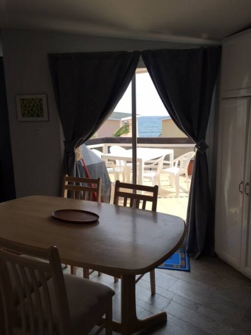 view balcony and grill from kitchen