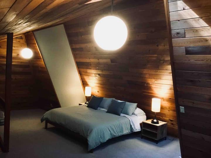 King sized bed in loft