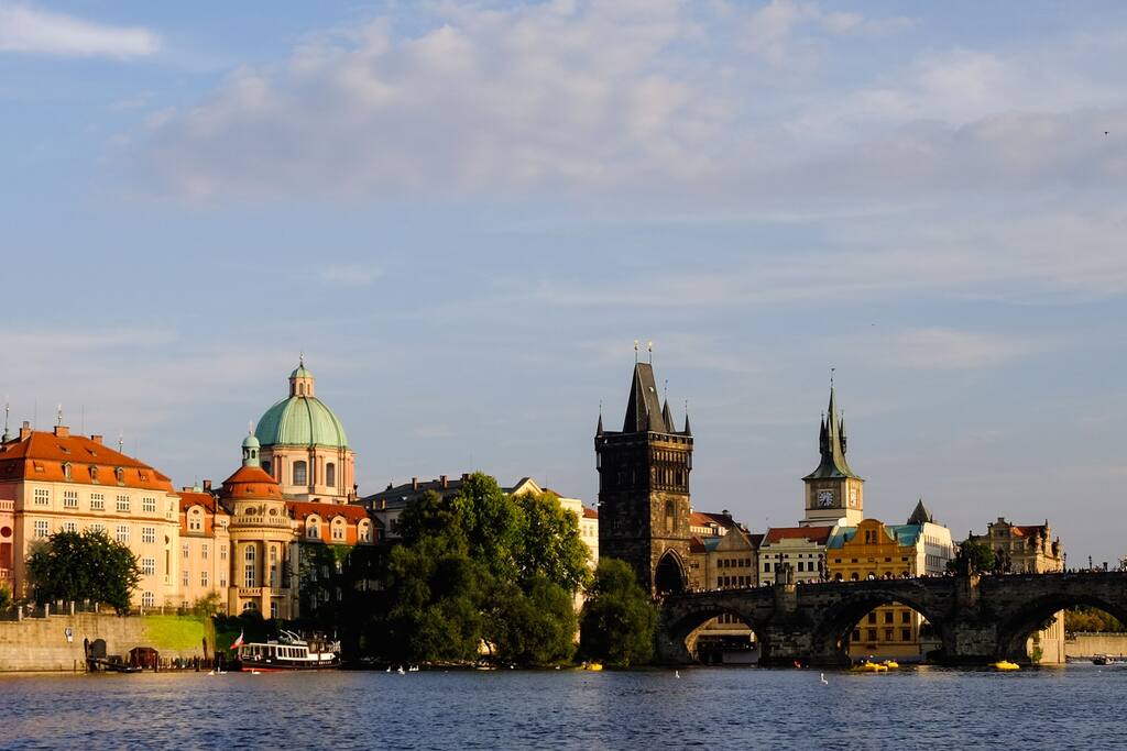 Prague riverscape with Charles Bridge