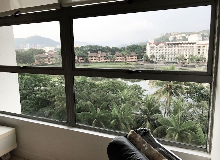 With a lake view.