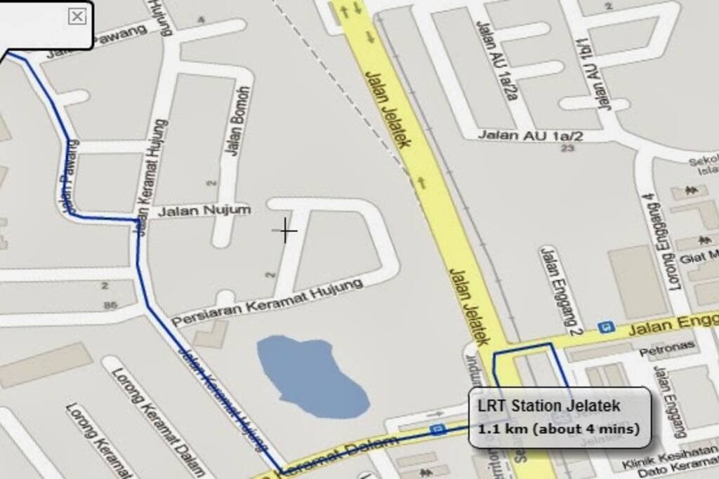 How to get to Villa Pawana from Jelatek LRT Station