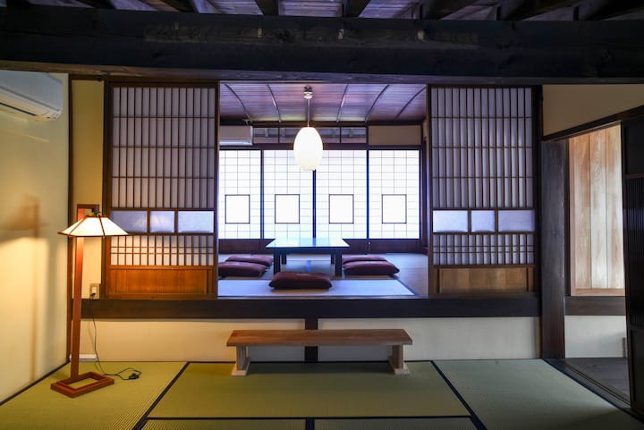 Two Bed Rooms with Japanese Traditional Style in 2nd Floor. Two-Six Futon mattress on Tatami Flooring is ideal for couple, family, and group. Up to Eight people can stay.