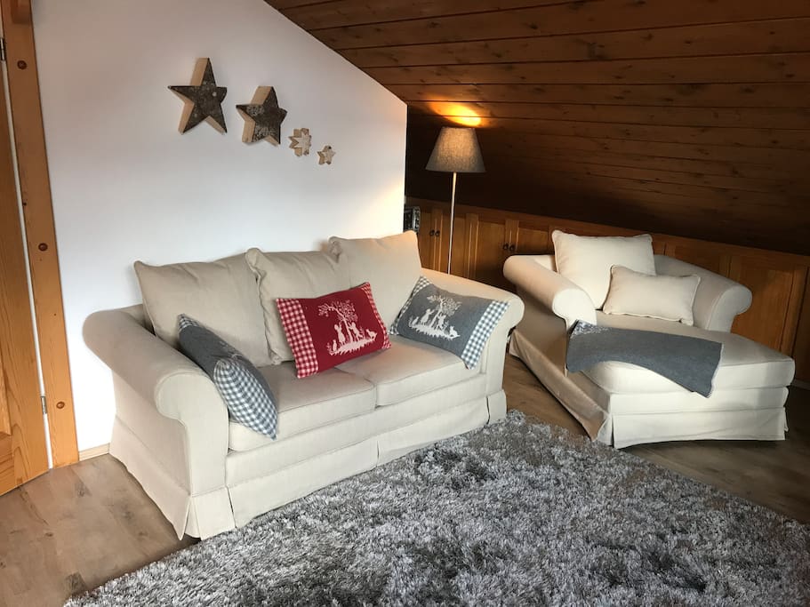 Living room with extendable couch
