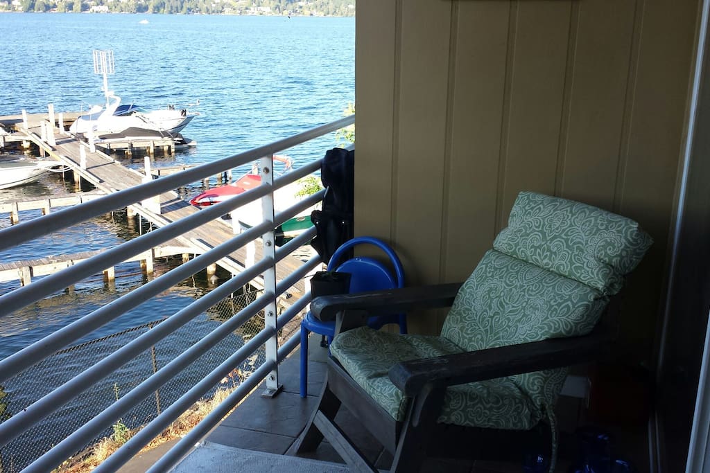 the deck and cozy little chairs