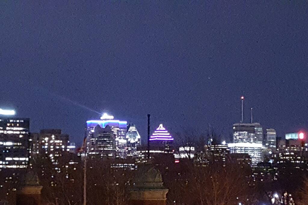 A night time view from the bedroom window