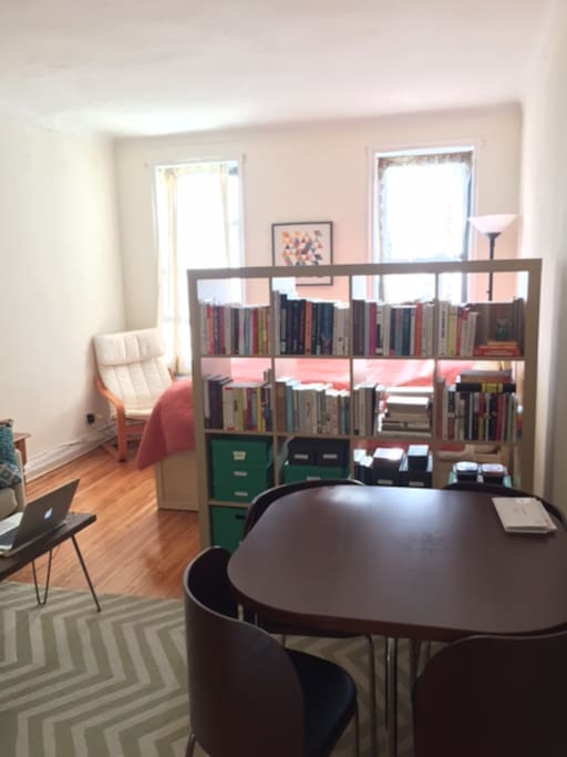 For a studio apartment it's pretty awesome to have a kitchen table. And let's just say, I've got some interesting books...