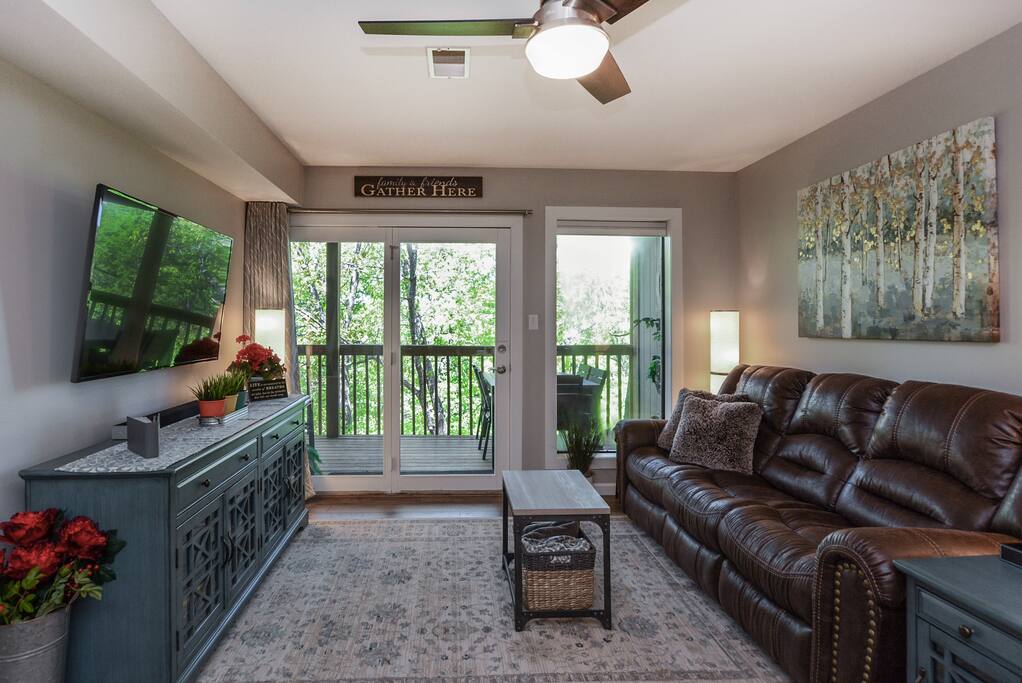 Put those feet up after a long day and relax in the Flexsteel dual recliner couch!