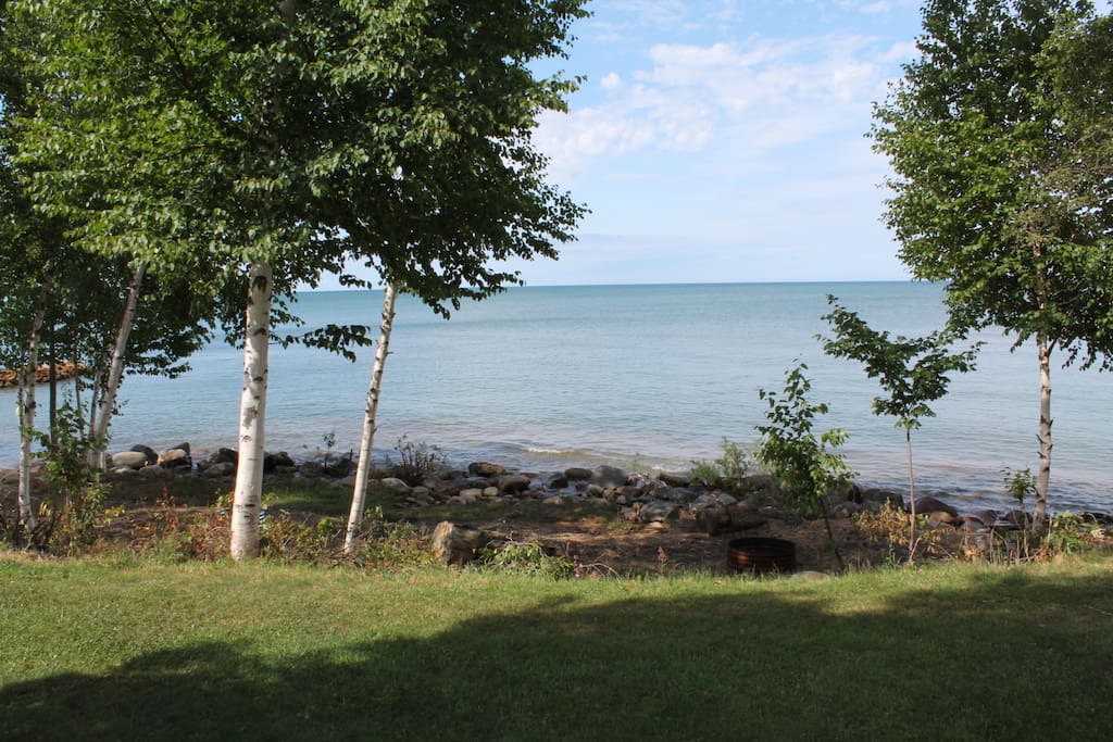Shoreline behind the cabin
