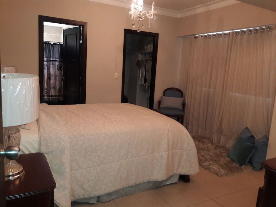 Master bedroom with walkin closet and bathroom