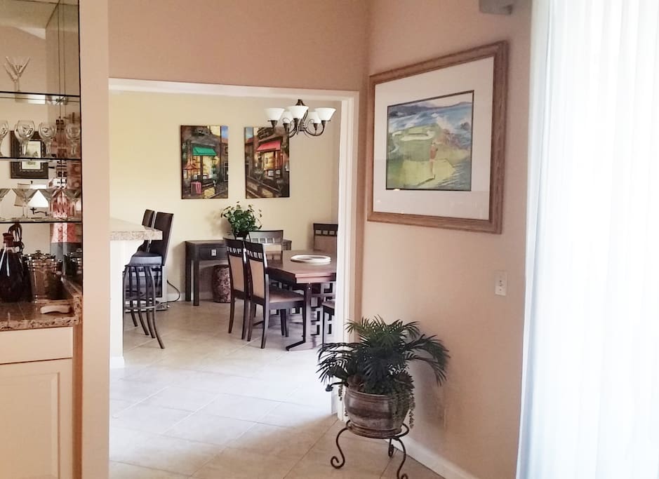 View of kitchen/dining room from living room