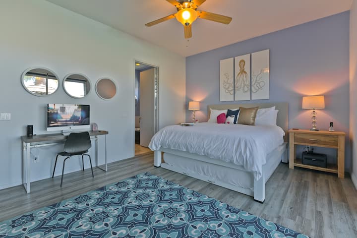 (Bedroom #1) Master bedroom with cal-king bed and pull-out cal-king trundle.