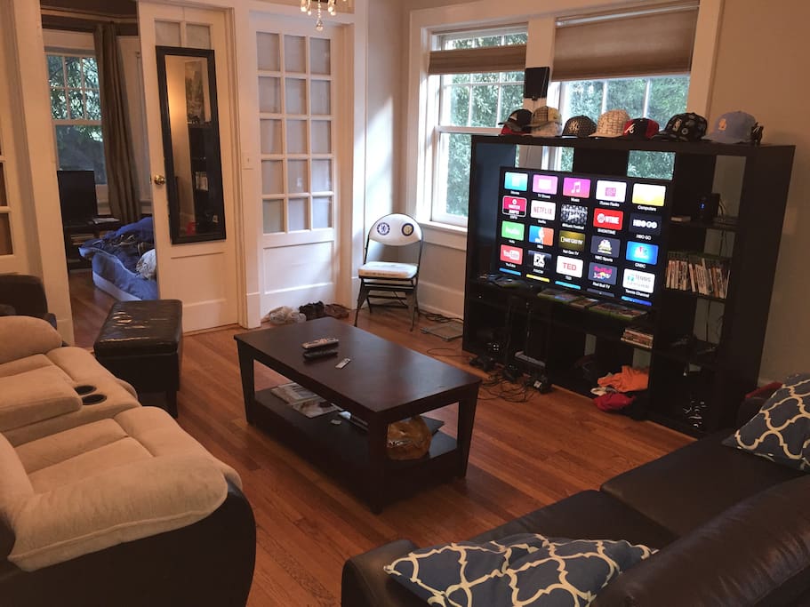 Living room - 55" TV with AppleTV and Xbox
